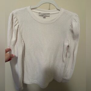 LOFT Women's Cream Textured Long Sleeve Top